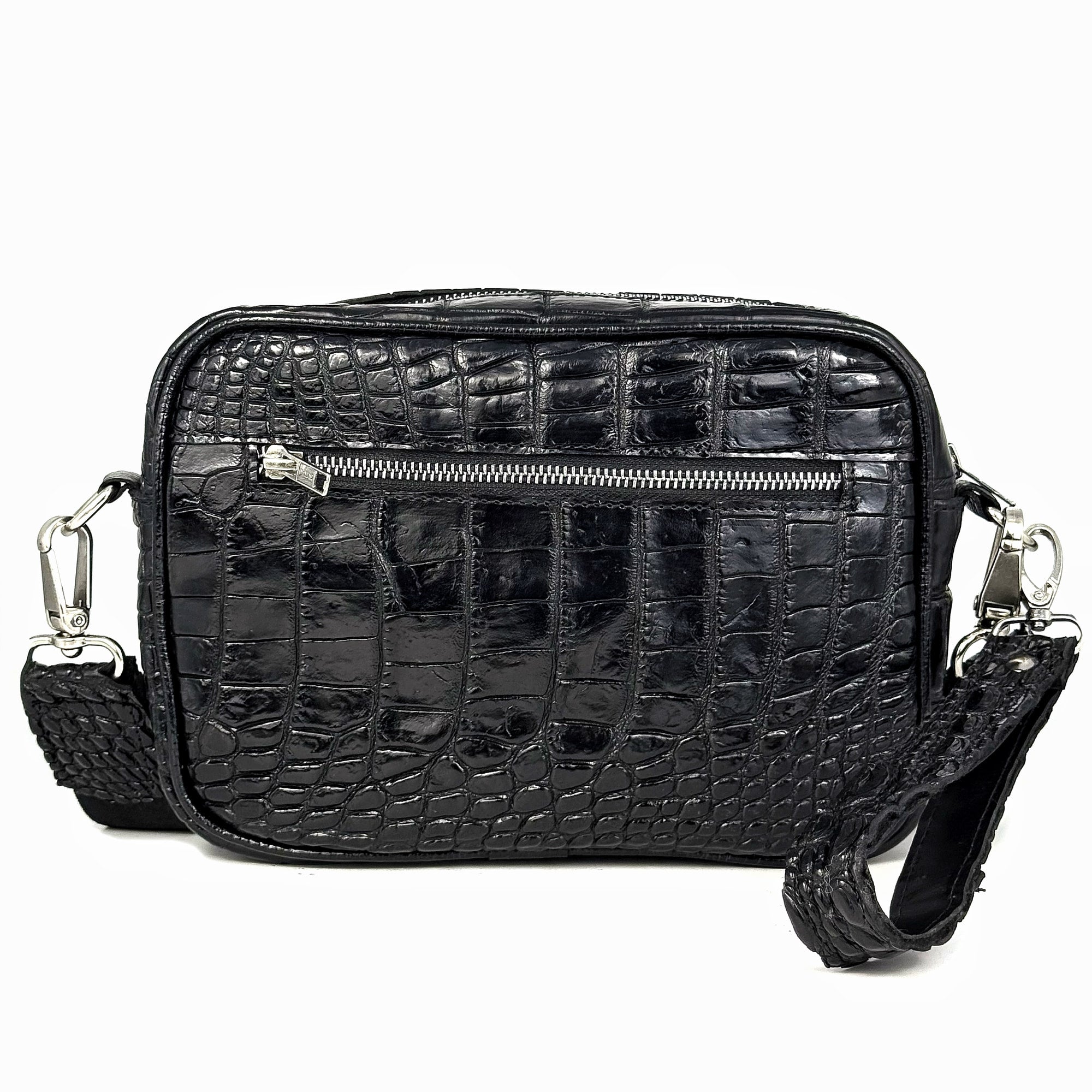 BLACK CROCO TWO BAG BANDOLERA