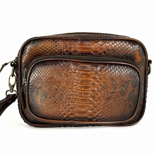 BANDOLERA TWO BAG PITON HONEY