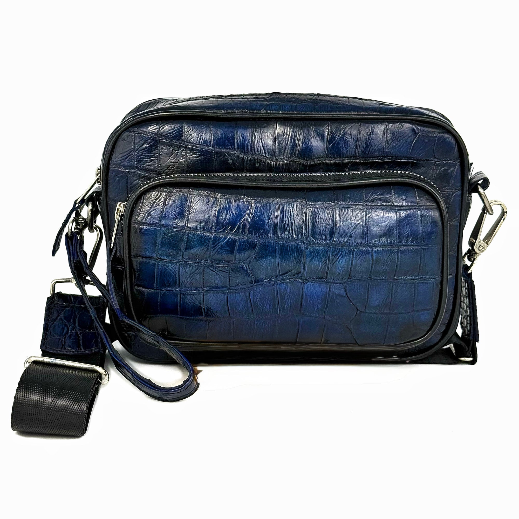 BANDOLERA BLUE COCODRILO TWO BAG