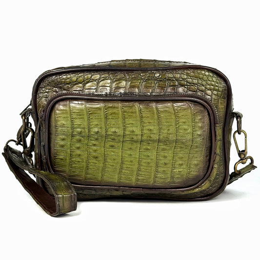 GREEN CROCO TWO BAG BANDOLERA