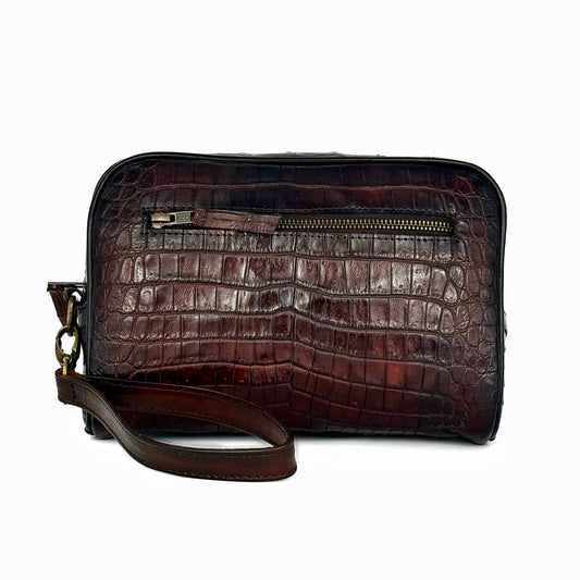 BROWN CROCO BANDOLERA
