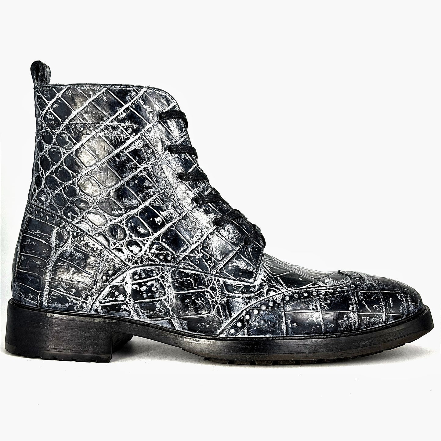 GREY BLACK CROCO PETER BOOTS