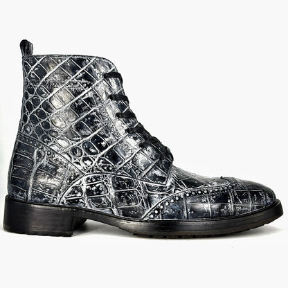 GREY BLACK CROCO PETER BOOTS