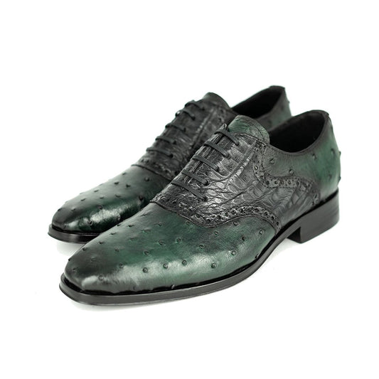 GREEN GREY OSTRICH & CROCO ROBERT
