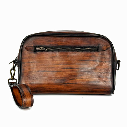 PATINA BROWN LEATHER BANDOLERA